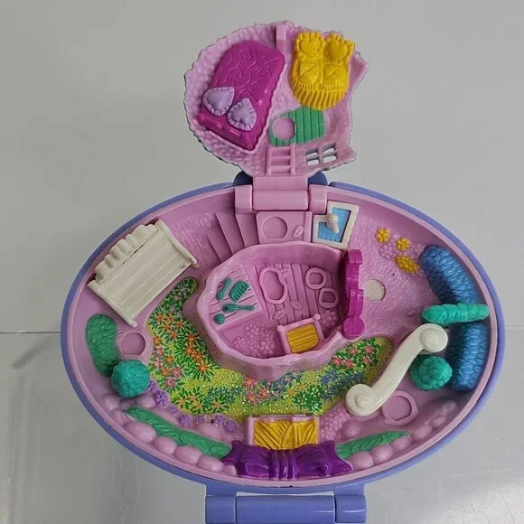 Polly Pocket Bluebird Vintage 1995 Unicorn Horse Meadow Purple Compact Only - Picture 7 of 12